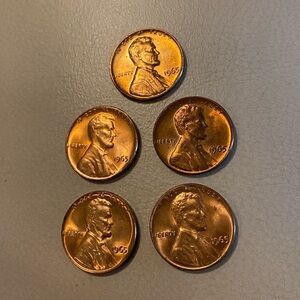 1965 Vintage Lincoln Pennies Collection/Set of Five
